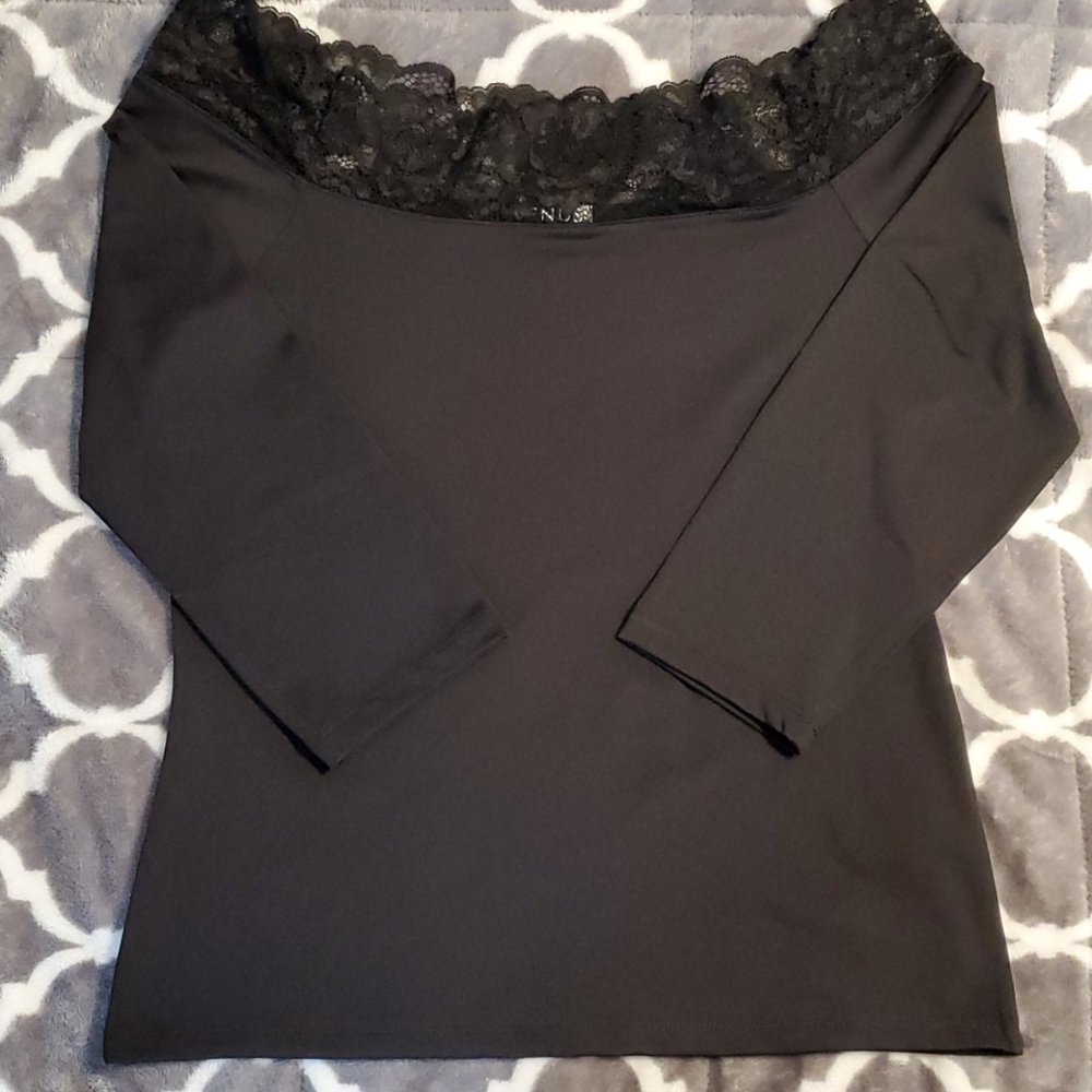 Black Lace Off the Shoulder Top